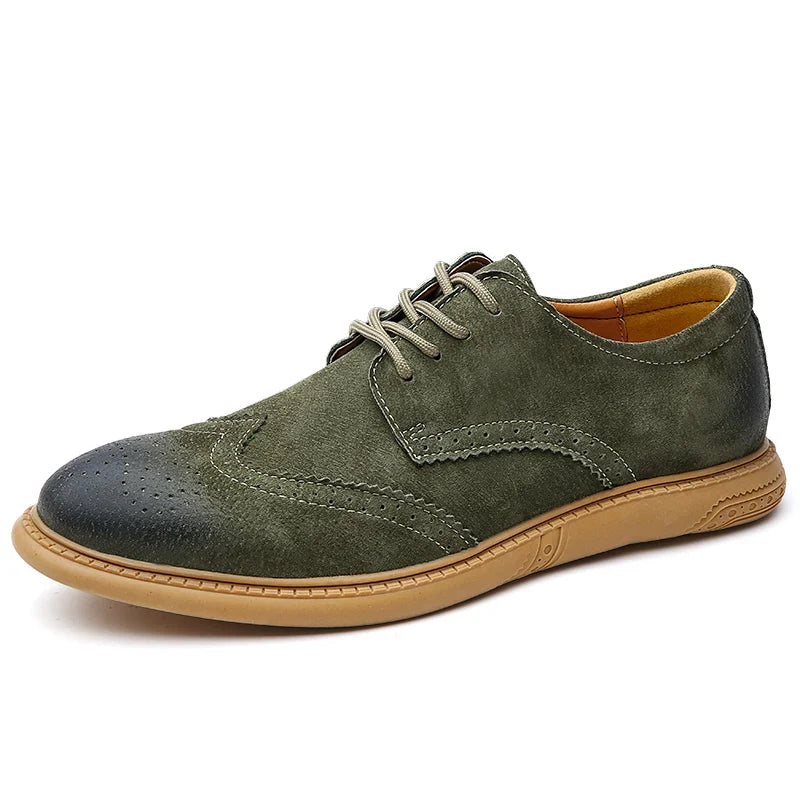 Men’s Suede Brogue Lace-Up Shoes