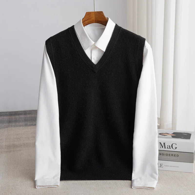 Bellagio Fine Knit Men's Sweater Vest - Black