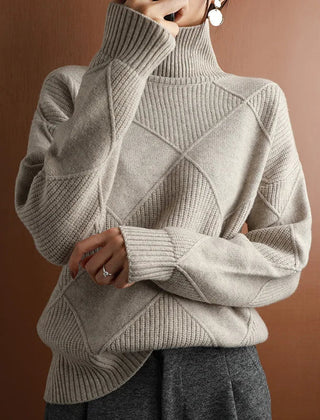 Women's Isla Ribbed Turtleneck Jumper - Grey