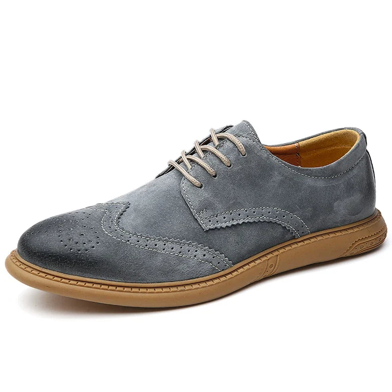 Men’s Suede Brogue Lace-Up Shoes