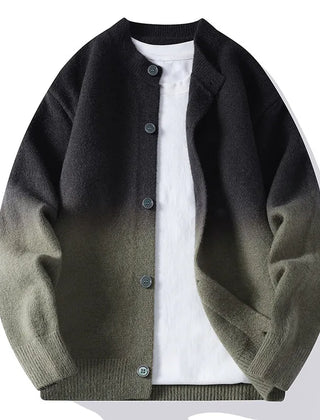 Men’s Cotton-Blend Ombre Knit Cardigan in Olive