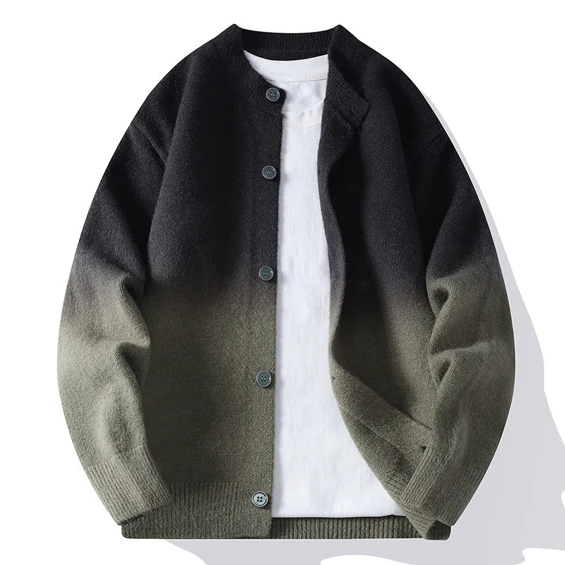 Men’s Cotton-Blend Ombre Knit Cardigan in Olive
