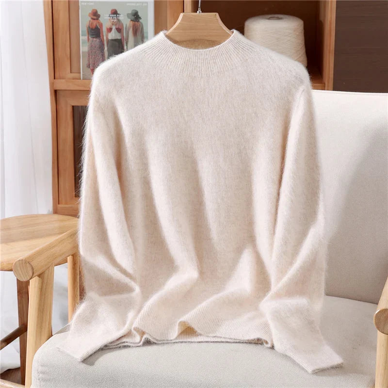 Women’s Soft Mock-Neck Knit Jumper in Cream