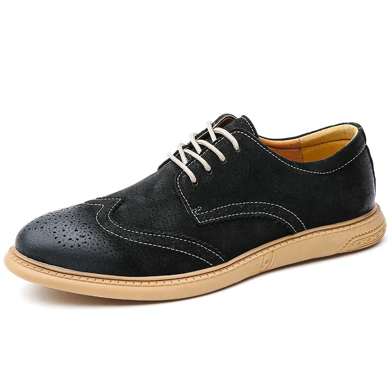 Men’s Suede Brogue Lace-Up Shoes