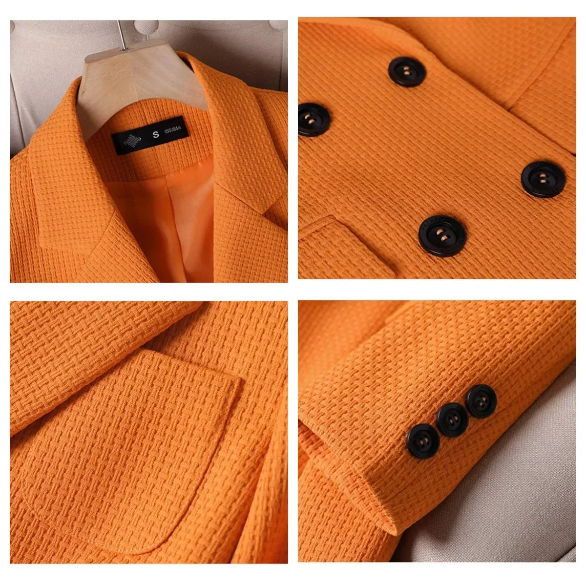 Women’s Double-Breasted Button-Cuff Blazer