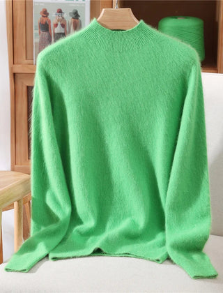 Women’s Soft Mock-Neck Knit Jumper in Green