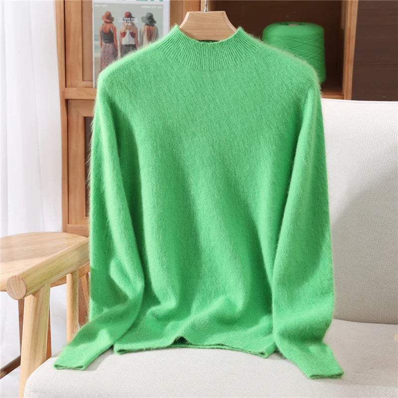 Women’s Soft Mock-Neck Knit Jumper in Green