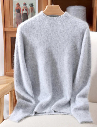 Women’s Soft Mock-Neck Knit Jumper in Grey