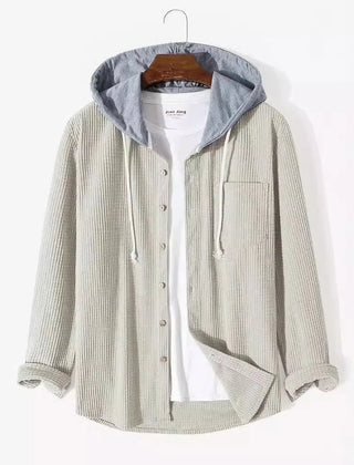 Bordeaux Hooded Cord Men's Sweater - Beige