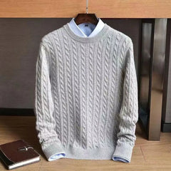Men’s Cotton Cable-Knit Jumper in Grey