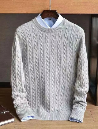 Men’s Cotton Cable-Knit Jumper in Grey