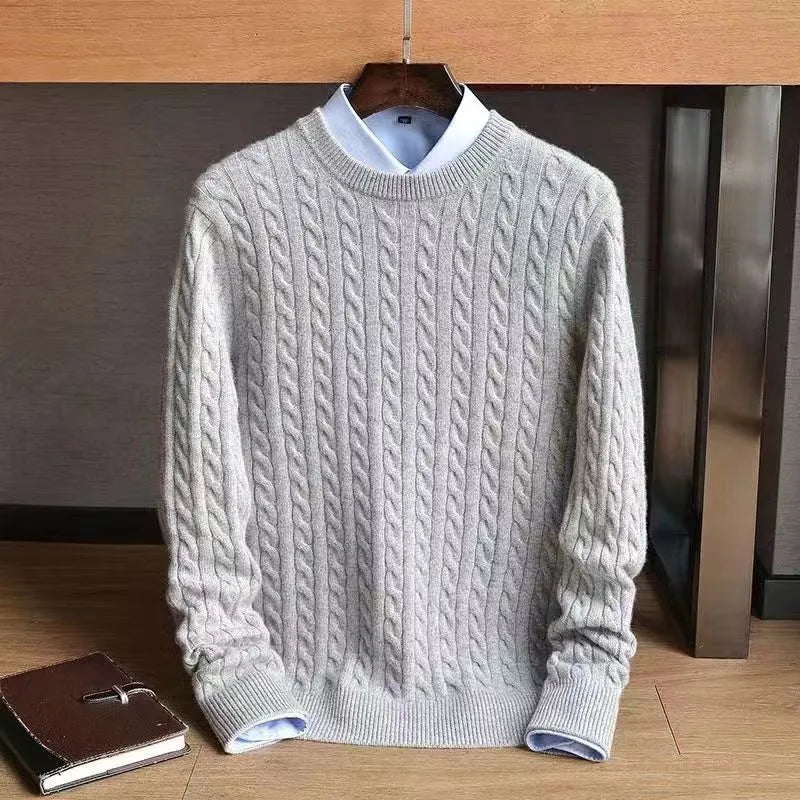 Men’s Cotton Cable-Knit Jumper in Grey