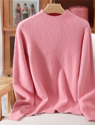 Women’s Soft Mock-Neck Knit Jumper in Pink