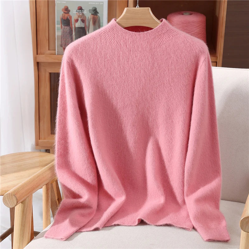 Women’s Soft Mock-Neck Knit Jumper in Pink