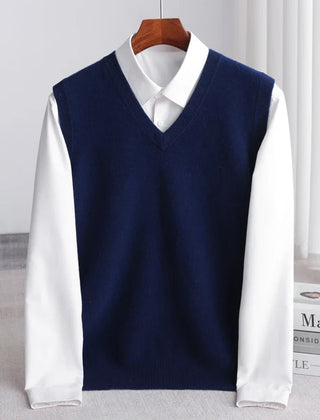 Bellagio Fine Knit Men's Sweater Vest - Navy Blue