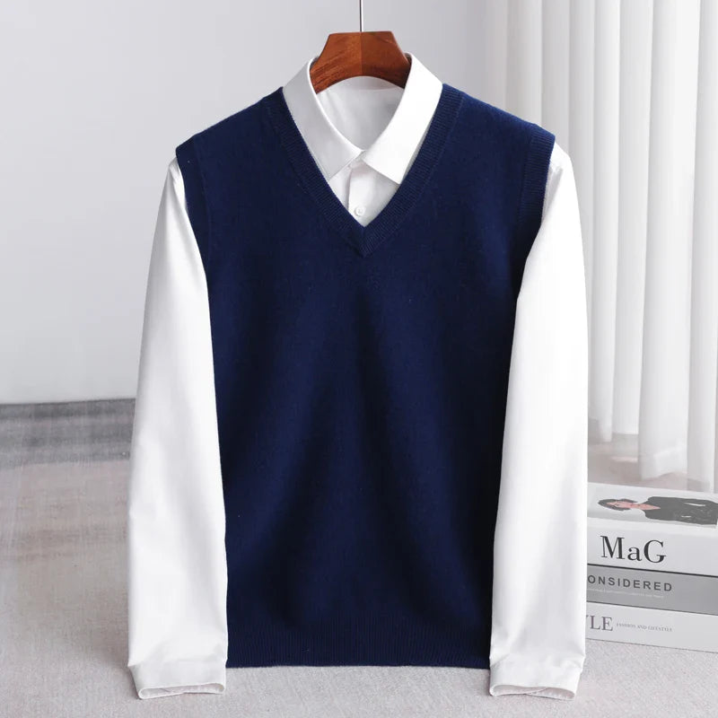 Bellagio Fine Knit Men's Sweater Vest - Navy Blue