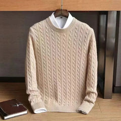 Men’s Cotton Cable-Knit Jumper in Khaki