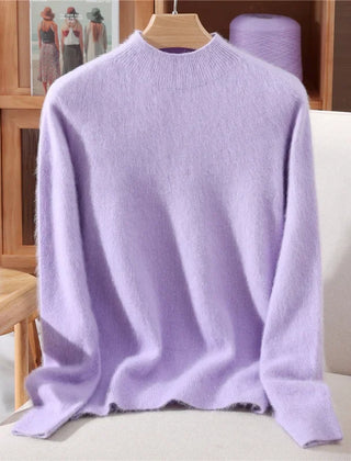 Women’s Soft Mock-Neck Knit Jumper in Lavender Purple