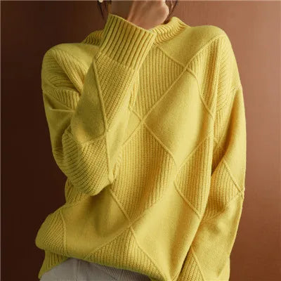 Women's Isla Ribbed Turtleneck Jumper - Yellow