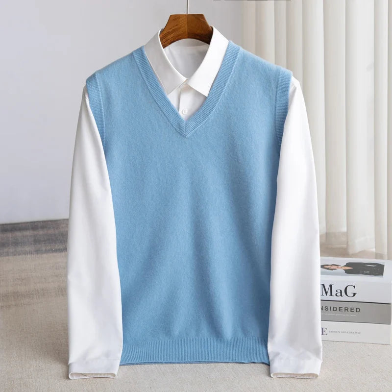 Bellagio Fine Knit Men's Sweater Vest - Blue