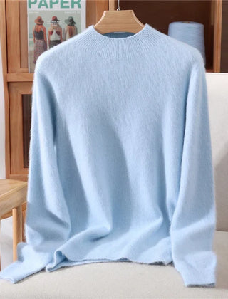 Women’s Soft Mock-Neck Knit Jumper in Blue