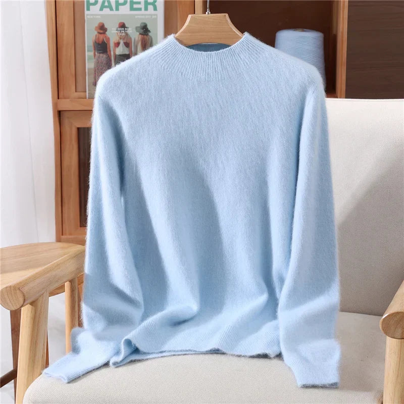 Women’s Soft Mock-Neck Knit Jumper in Blue