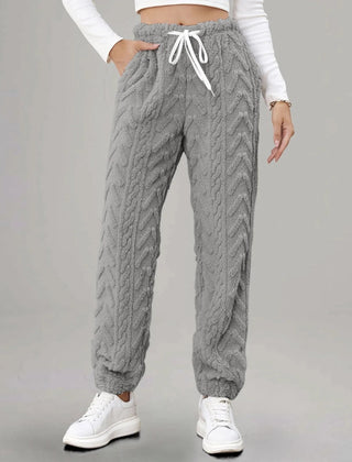 Women’s Patterned Cotton Drawstring Joggers in Grey