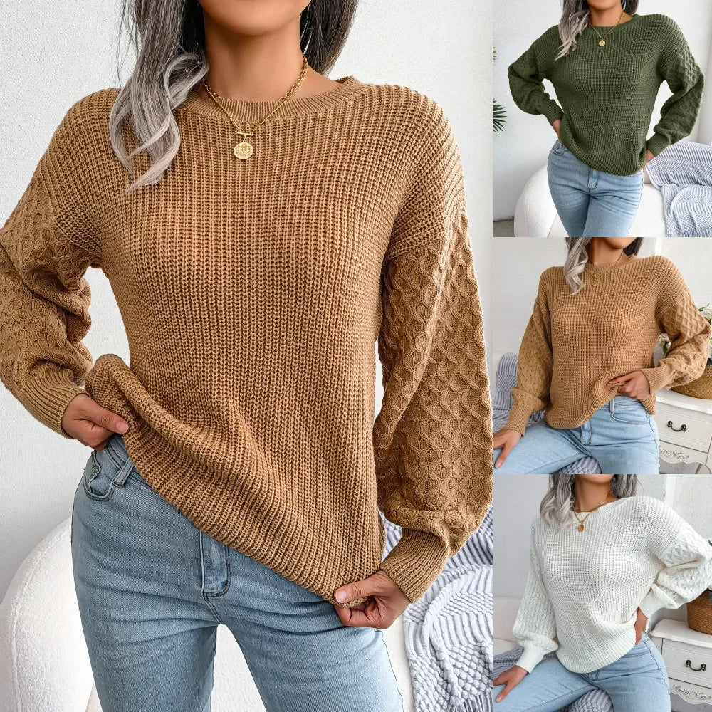 Women’s Textured-Sleeve Crew-Neck Jumper
