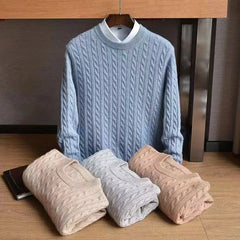 Men’s Cotton Cable-Knit Jumper in Blue