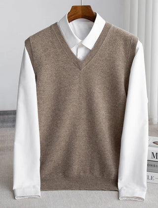 Bellagio Fine Knit Men's Sweater Vest - Camel