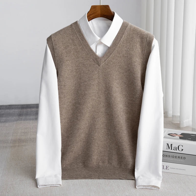Bellagio Fine Knit Men's Sweater Vest - Camel