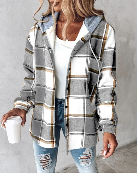 Women’s Plaid Flannel Hooded Shacket