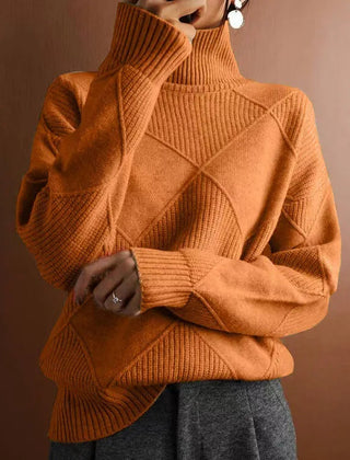 Women's Isla Ribbed Turtleneck Jumper - Orange
