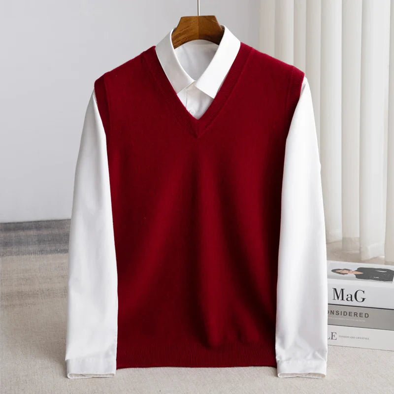 Bellagio Fine Knit Men's Sweater Vest - Burgundy