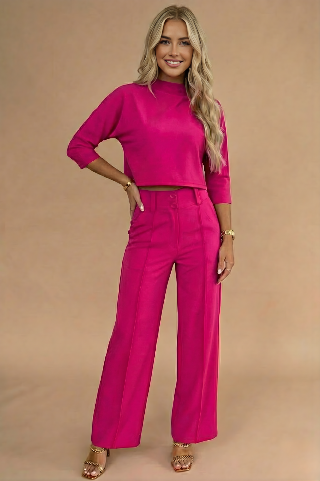 Women’s Cropped Top & High-Waisted Trousers Set