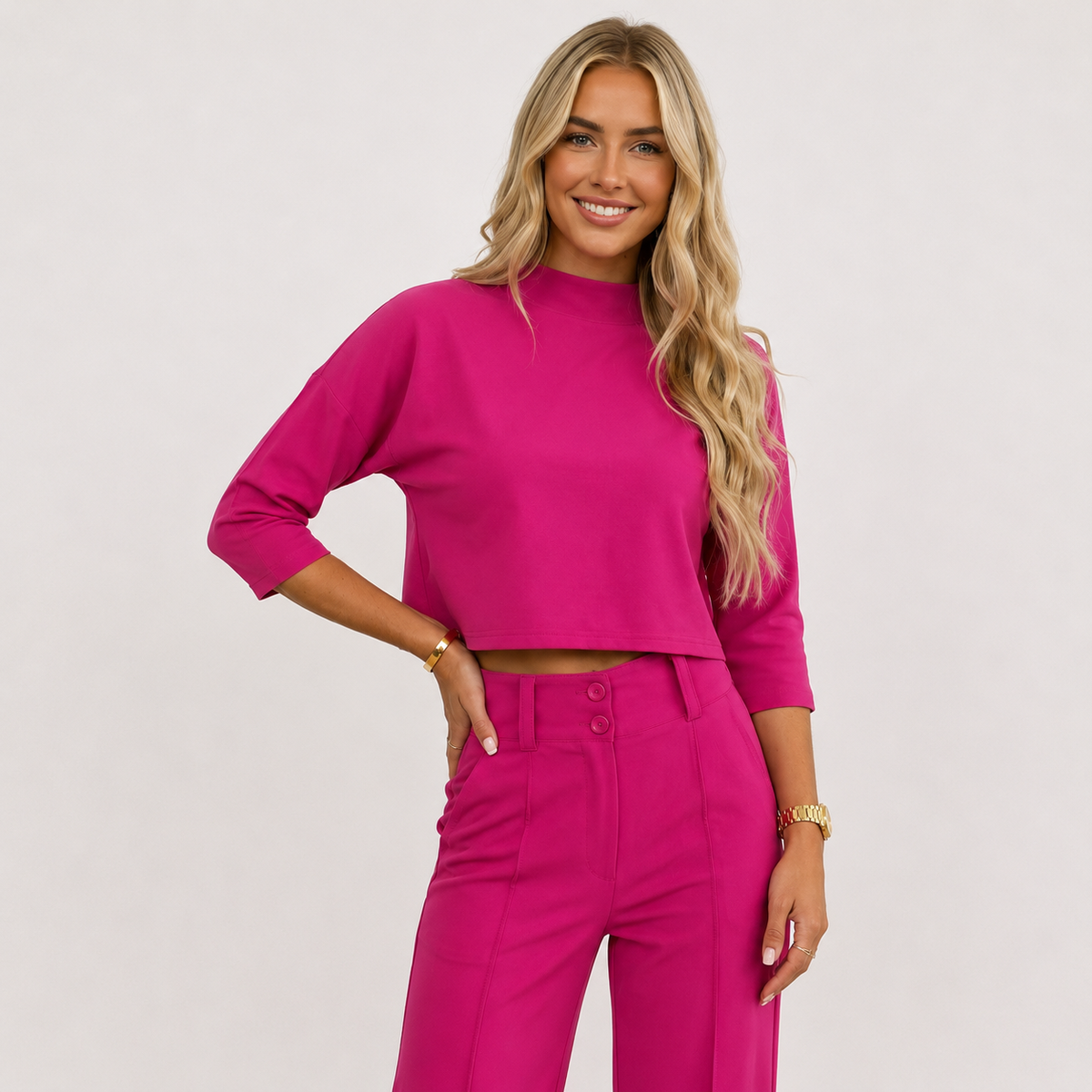 Women’s Cropped Top & High-Waisted Trousers Set
