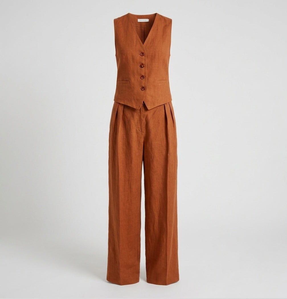 Women’s Linen Waistcoat & Trousers Set