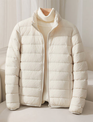 Elara Quilted Women's Puffer Jacket - Beige