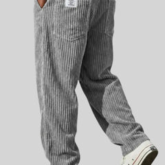 Men’s Relaxed Corduroy Drawstring Trousers in Grey