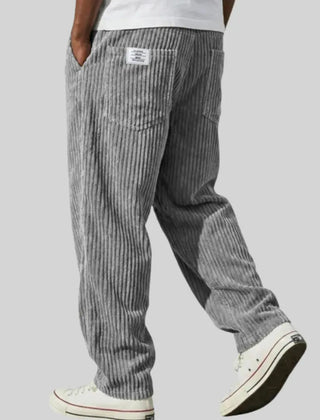 Men’s Relaxed Corduroy Drawstring Trousers in Grey