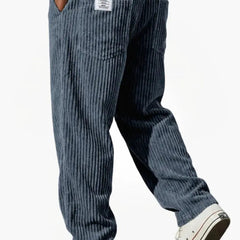 Men’s Relaxed Corduroy Drawstring Trousers in Blue