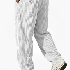 Men’s Relaxed Corduroy Drawstring Trousers in White