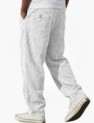 Men’s Relaxed Corduroy Drawstring Trousers in White