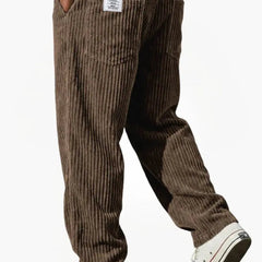 Men’s Relaxed Corduroy Drawstring Trousers in Brown