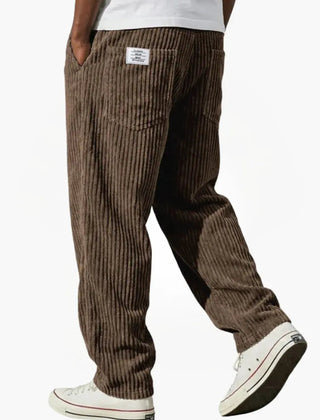 Men’s Relaxed Corduroy Drawstring Trousers in Brown