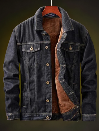 Cosmonite Fleece Denim Men's Jacket - Black