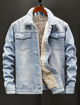 Cosmonite Fleece Denim Men's Jacket - Light Blue