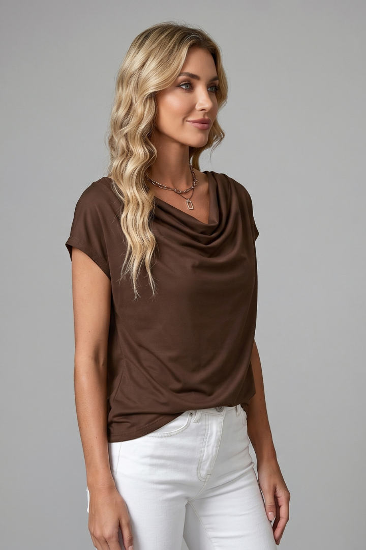 Women’s Cowl Neck Draped Blouse