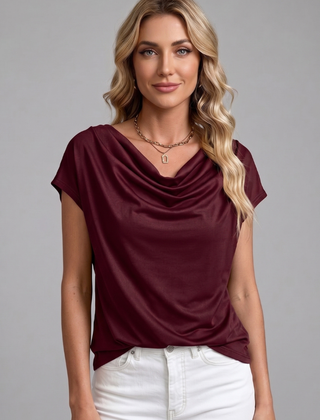 Women’s Cowl Neck Draped Blouse
