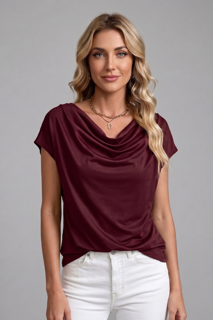 Women’s Cowl Neck Draped Blouse